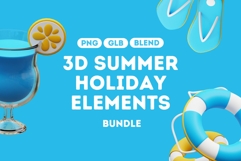 Colorful 3D Summer Icons for Vacation &amp; Travel Designs Product Image 1