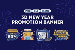 3D New Year Sale Banner Pack 4 Product Image 1
