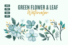 Green Flower Watercolor Clipart Product Image 1