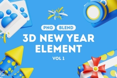 3D New Year Party Icons Vol 1 Product Image 1