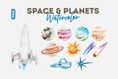 Cosmic Watercolor Planet Clipart Set Product Image 1