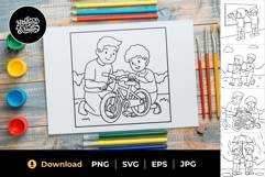 Friends Helping Each Other Coloring Sheets Product Image 1