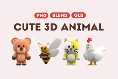 Cute 3D Animal Set 01 Product Image 1