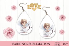 Cupid Teardrop Earring PNG. Valentine Earring PNG Product Image 1