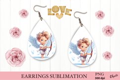 Cupid Earring PNG. Valentine Teardrop Earring PNG Product Image 1