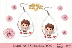 Cupid Sublimation PNG. Valentine Teardrop Earring PNG Product Image 1