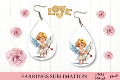 Valentines Day Earring Sublimation PNG. Cupid Earring PNG Product Image 1