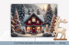 Christmas Cutting Board Sublimation. Cozy Winter Scene PNG Product Image 1