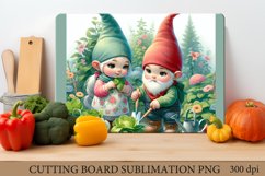 Gardening Cutting Board Sublimation PNG. Cute Spring Gnomes Product Image 1