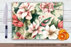 Poinsettia Kitchen Board Sublimation PNG. Cutting Board PNG Product Image 1