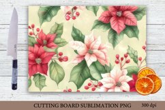 Poinsettia Cutting Board Sublimation PNG. Christmas Kitchen Product Image 1