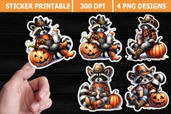Raccoon Halloween Printable Stickers | High Quality 300 Dpi Product Image 1
