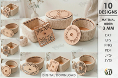 Crochet Basket Bases Bundle Laser Cut. Basket Lid Base SVG Product Image 1