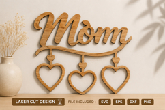 Mom Hanging Hearts SVG Product Image 1