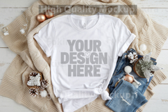 Christmas White T-shirt mockup - Christmas Background Product Image 1