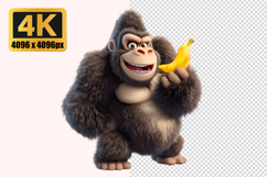 Friendly Gorilla Holding a Banana Transparent PNG Product Image 1