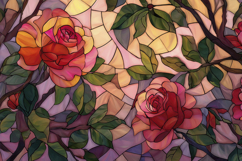 Decorative Stained Glass Flowers Background Wallpaper Product Image 1