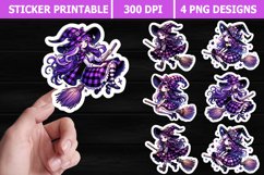 Halloween Witch Girl Printable Stickers - High Quality PNG Product Image 1