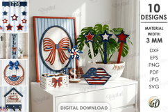 4Th Of July Decors bundle Lasercut. Patriotic Home Decor SVG Product Image 1