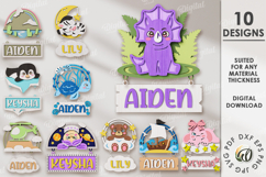 Wooden Kids Name Signs Bundle Lasercut. Kids room decor SVG Product Image 1