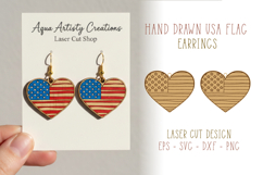Hand Drawn USA Flag Earrings Laser Cut Template Product Image 1