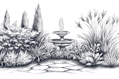 Summer Garden Sketch Background Wallpaper Product Image 1