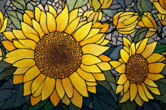 Stained Glass Sunflowers Background Wallpaper Product Image 1
