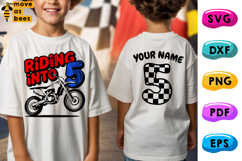 Riding Into Five Svg, Png, 5th Birthday Boy Shirt Svg,Racing Product Image 1
