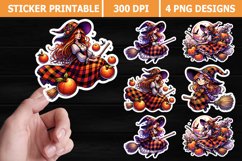 Halloween Witch Girl Printable Stickers - High Quality PNG Product Image 1