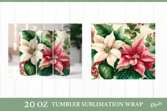 Poinsettia Tumbler Wrap PNG. Christmas Tumbler Sublimation Product Image 1