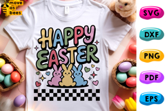Happy Easter Svg, Png, Bunny, Peeps, Kids Easter Shirt Svg Product Image 1