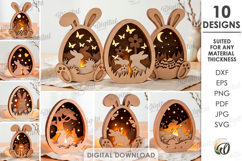 3D Easter Lamps Bundle Laser Cut. Night Lamp. Led Lamp SVG Product Image 1