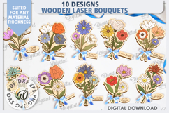 Wooden Bouquets Laser Cut Bundle. Mother&#039;s Day SVG Product Image 1