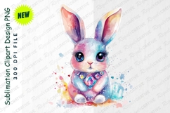 Watercolor Bunny Clipart With Gemstones And Eyelashes Product Image 1