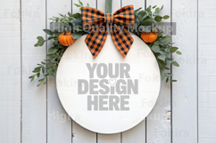Fall-Halloween Round Wood Sign Mockup - Door Wood Sign Product Image 1