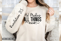 He Makes All Things New - Christian Sleeve T-Shirt Design Product Image 3