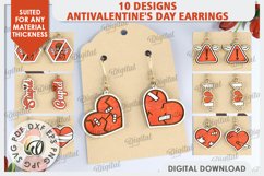 Anti Valentine&#039;s Day Earrings Laser Cut Bundle. Earrings SVG Product Image 1
