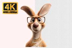 Cartoon Kangaroo Wearing Glasses Transparent PNG Product Image 1