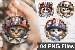 3D Cat Ornaments PNG | Broken Wall 4Th Of July Designs Product Image 1
