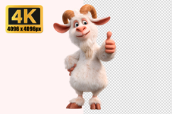 Cheerful White Goat Transparent PNG Product Image 1
