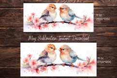 Watercolor Birds Floral Mug Wrap Sublimation Product Image 2