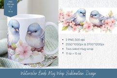 Watercolor Birds Floral Mug Wrap Sublimation Product Image 1