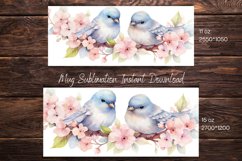 Watercolor Birds Floral Mug Wrap Sublimation Product Image 2