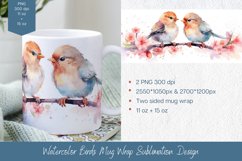 Watercolor Birds Floral Mug Wrap Sublimation Product Image 1
