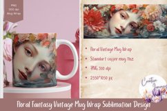 Watercolor Floral Beautiful Woman Mug Wrap Sublimation Desig Product Image 1
