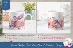 Watercolor Secret Garden Floral Mug Wrap Sublimation Product Image 1