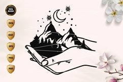 Hand Holding Mountain SVG, Mountain SVG, Night Mountain SVG. Product Image 1