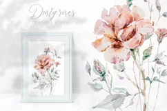 Watercolor rose flower clipart. Botanical illustration Product Image 1