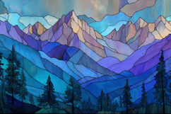 Stained Glass Mountain Landscape Art Background Wallpaper Product Image 1