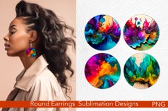 Round Earring Sublimation | Alcohol Ink Colorful Designs Product Image 1